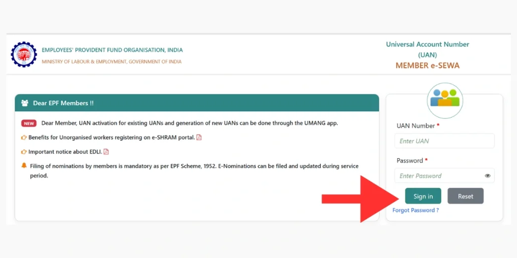 epfo member login