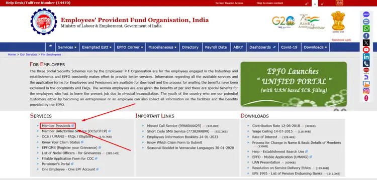 epfo member passbook